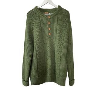 Vintage Great Northern Knitters Men Sz 42 Green Wool Cable Knit Pullover Sweater